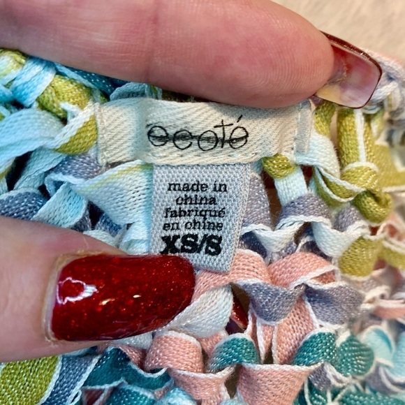 NEW Ocote Braided Top XS /S Pastel Multicolor Cotton/Poly Sleeveless Knit Design - Picture 8 of 13